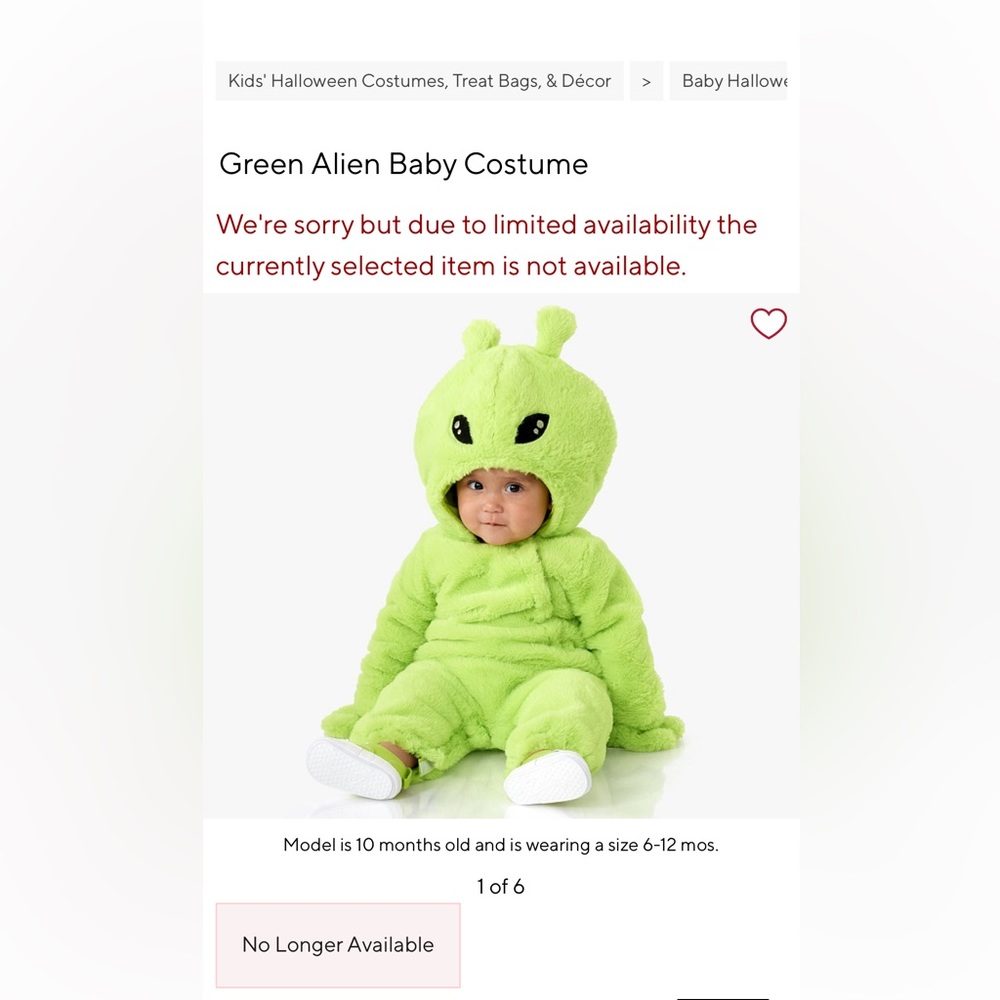 Pottery barn kids baby alien costume